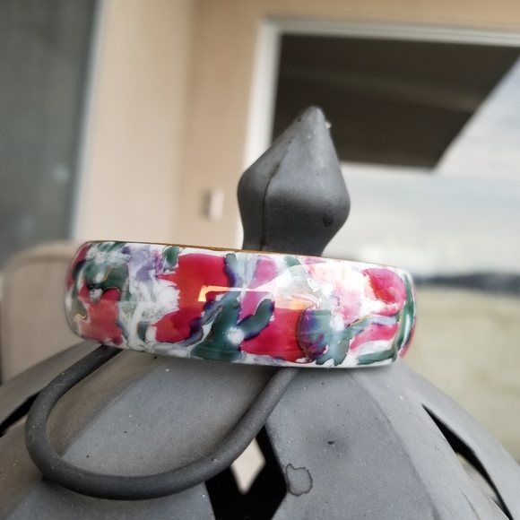 Vintage boho flower  bracelet cloisonne millie savage - Picture 3 of 16